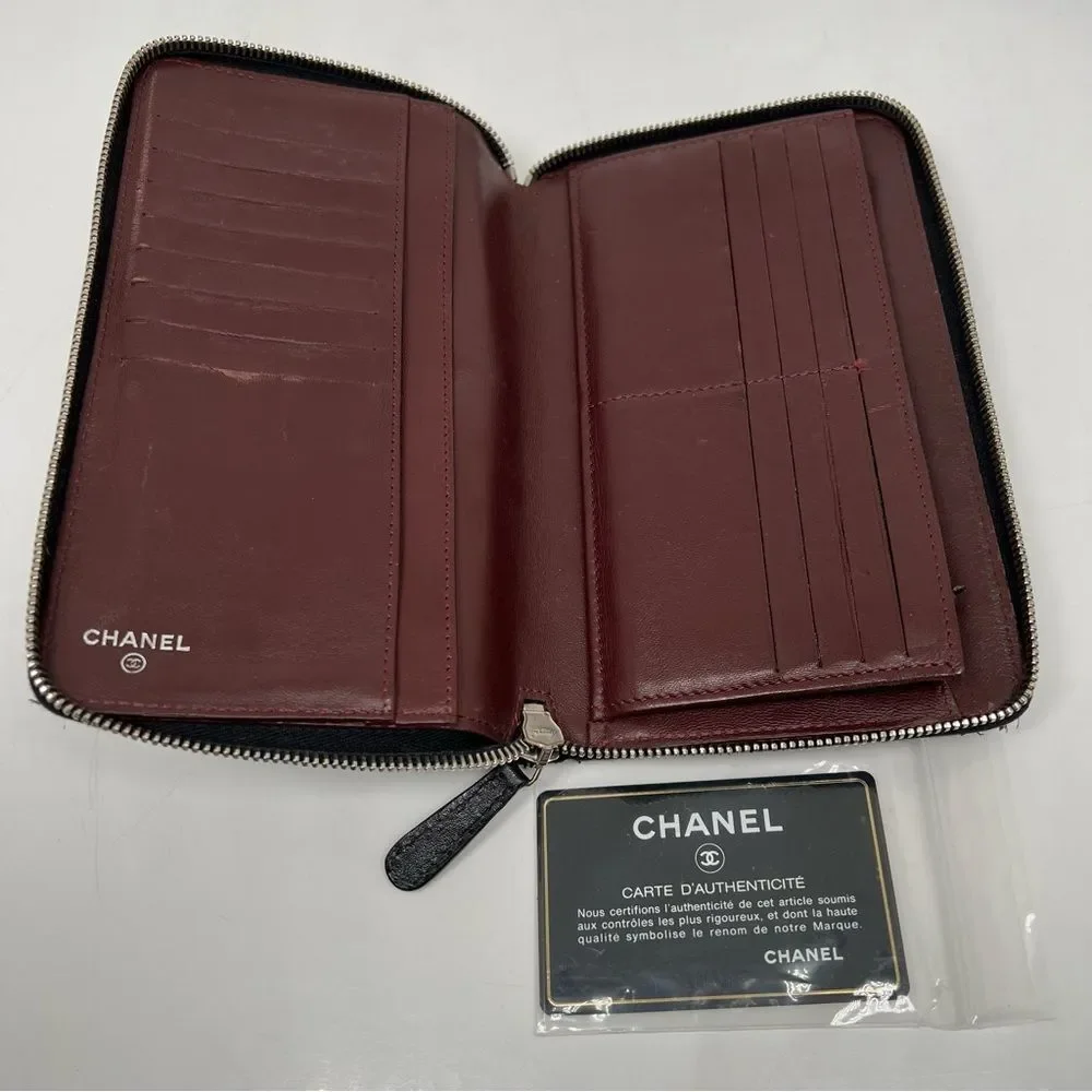 CHANEL Classic Zip Around Wallet Black Quilted lamb skin - Picture 8 of 15